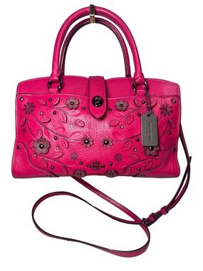 Coach Tea rose Hot Pink Mini Mercer   Leather Satchel with Crossbody Strap EUC!